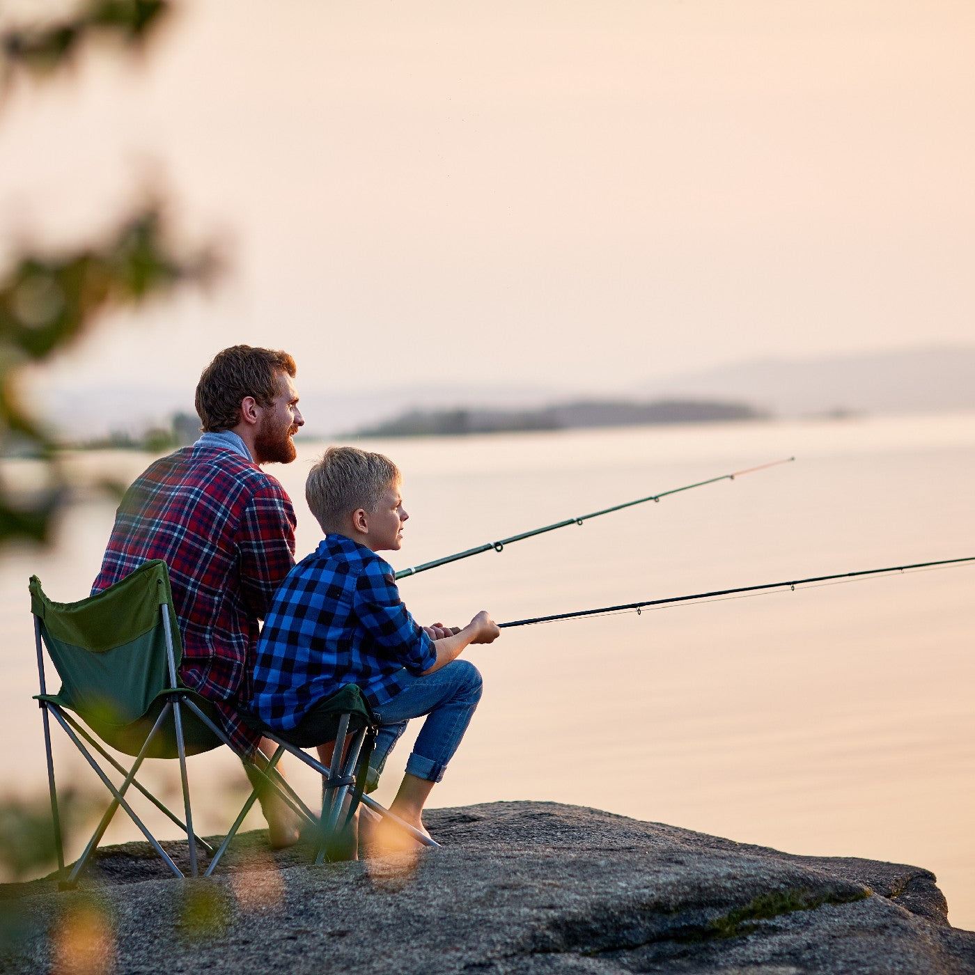 Man fishing with his son
